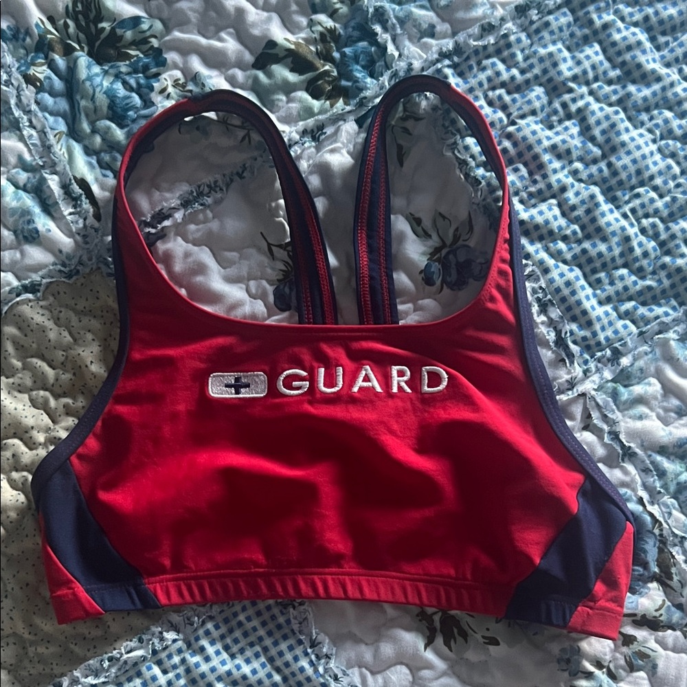 Speedo Red and Navy Swim top